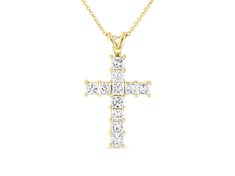 1.50ctw Diamond Cross Pendant in 14k Yellow Gold