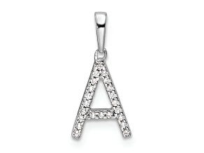 Rhodium Over 14k White Gold Diamond Letter A Initial Pendant