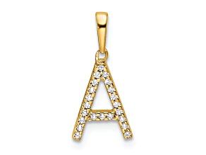 14k Yellow Gold Diamond Letter A Initial Pendant