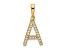 14k Yellow Gold Diamond Letter A Initial Pendant