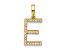 14k Yellow Gold Diamond Letter E Initial Pendant