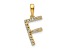 14k Yellow Gold Diamond Letter F Initial Pendant