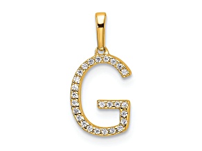 14k Yellow Gold Diamond Letter G Initial Pendant