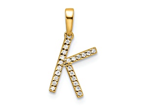 14k Yellow Gold Diamond Letter K Initial Pendant