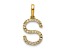 14k Yellow Gold Diamond Letter S Initial Pendant