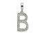 Rhodium Over 14k White Gold Diamond Letter B Initial Pendant