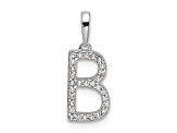 Rhodium Over 14k White Gold Diamond Letter B Initial Pendant