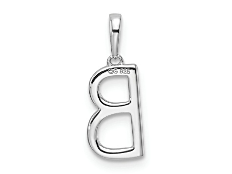 Rhodium Over 14k White Gold Diamond Letter B Initial Pendant