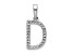 Rhodium Over 14k White Gold Diamond Letter D Initial Pendant