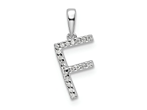 Rhodium Over 14k White Gold Diamond Letter F Initial Pendant