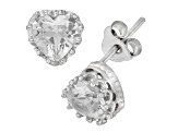 Lab Created White Sapphire Sterling Silver Heart Earrings 2.00ctw