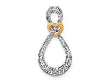Picture of 14K Two-tone Textured 1/20ct. Diamond Infinity with Heart Chain Slide Pendant