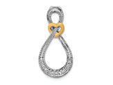 14K Two-tone Textured 1/20ct. Diamond Infinity with Heart Chain Slide Pendant