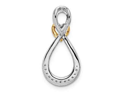 14K Two-tone Textured 1/20ct. Diamond Infinity with Heart Chain Slide Pendant