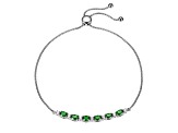 Green Lab Created Emerald Rhodium Over Sterling Silver Bracelet 1.34ctw