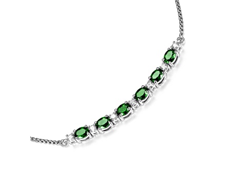 Green Lab Created Emerald Rhodium Over Sterling Silver Bracelet 1.34ctw