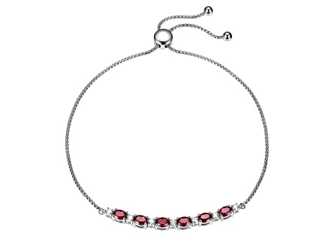 Red Lab Created Ruby Rhodium Over Sterling Silver Bracelet 1.16ctw