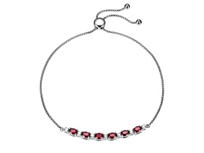 Red Lab Created Ruby Rhodium Over Sterling Silver Bracelet 1.16ctw