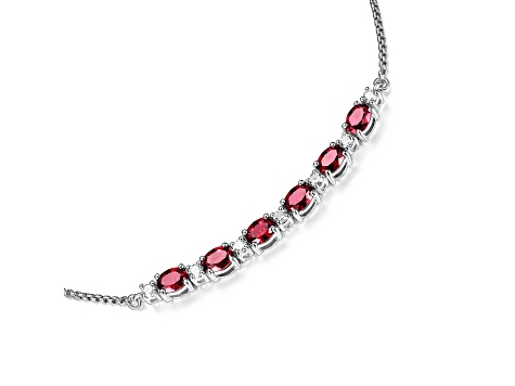 Red Lab Created Ruby Rhodium Over Sterling Silver Bracelet 1.16ctw