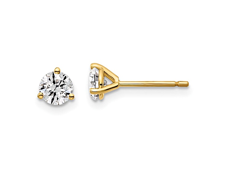14K Yellow Gold Lab Grown Diamond 2/3ctw Certified VS/SI GH 3-Prong Earrings
