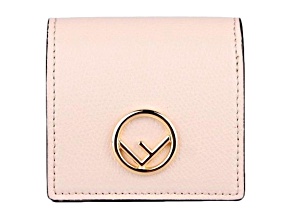 Fendi Calf Leather F Logo Poudre Pink Leather Coin Case