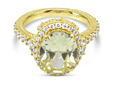 Judith Ripka 6.24ct Canary and 1.29ctw White Bella Luce 14K Gold Clad Ring