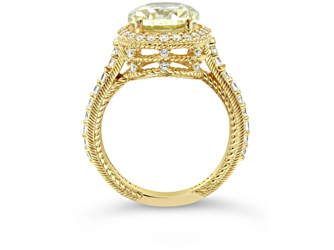 Judith Ripka 6.24ct Canary and 1.29ctw White Bella Luce 14K Gold Clad Ring