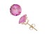 Lab Created Pink Sapphire Round 10K Yellow Gold Stud Earrings, 4.6ctw