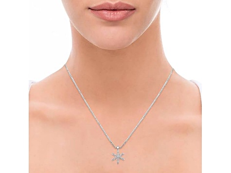 White Diamond Accent Rhodium Over Brass 3 Piece Angel And Snowflake Pendant And Earring Set