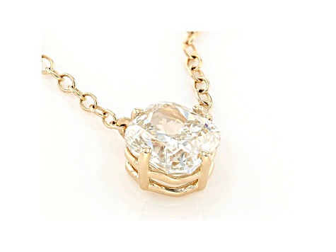 White Lab-Grown Diamond 14k Yellow Gold Solitaire Necklace 0.75ctw