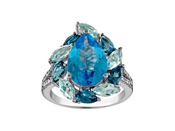 Picture of Swiss Blue Topaz Sterling Silver Ring 7.34ctw