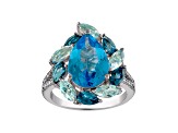 Swiss Blue Topaz Sterling Silver Ring 7.34ctw