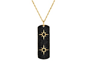 Black Spinel 14K Gold Over Sterling Silver Pendant With Chain 2.89 ctw