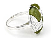 19mm Round Green Connemara Marble "Aran" Sterling Silver Ring