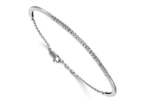 Rhodium Over 14K White Gold Lab Grown Diamond Bangle Bracelet 0.50ctw