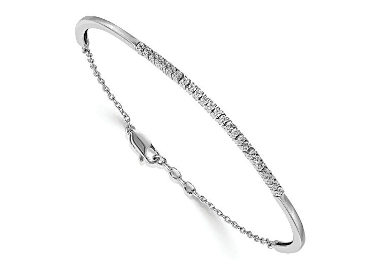 Rhodium Over 14K White Gold Lab Grown Diamond Bangle Bracelet 0.50ctw