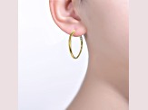 14k Gold Over Sterling Silver with 3-Stone Clear Cubic Zirconia C-Hoop Earrings