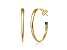 14k Gold Over Sterling Silver with 3-Stone Green & Clear Cubic Zirconia C-Hoop Earrings