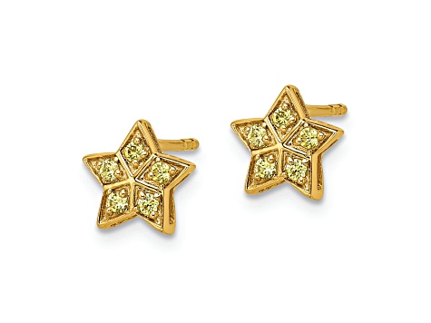 14k Yellow Gold 7.5mm Yellow Sapphire Star Stud Earrings