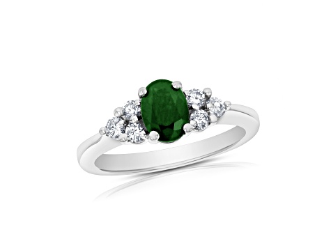 0.95ctw Emerald and Diamond Ring in 14k White Gold