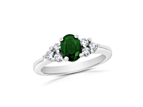 0.95ctw Emerald and Diamond Ring in 14k White Gold
