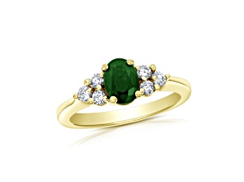 Picture of 0.95ctw Emerald and Diamond Ring in 14k Yellow Gold