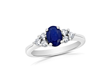Picture of 1.10ctw Sapphire and Diamond Ring in 14k White Gold