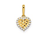 14K Yellow Gold Cubic Zirconia Diamond-cut Heart Pendant