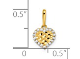 14K Yellow Gold Cubic Zirconia Diamond-cut Heart Pendant