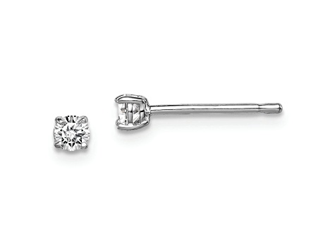 Sterling Silver Rhodium-plated 3mm Round CZ Stud Earrings