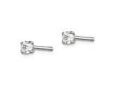 Sterling Silver Rhodium-plated 3mm Round CZ Stud Earrings