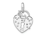 Rhodium Over Sterling Silver Cubic Zirconia Key and Heart Pendant