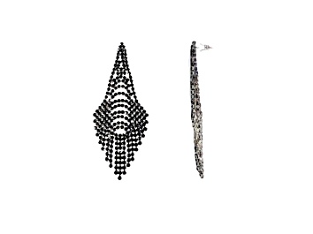 Picture of Off Park® Collection, Gunmetal-Tone Black Crystal Graduated Fringe Earrings.