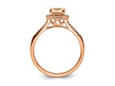 14K Rose Gold Morganite Diamond Halo Engagement Ring 1.25ctw